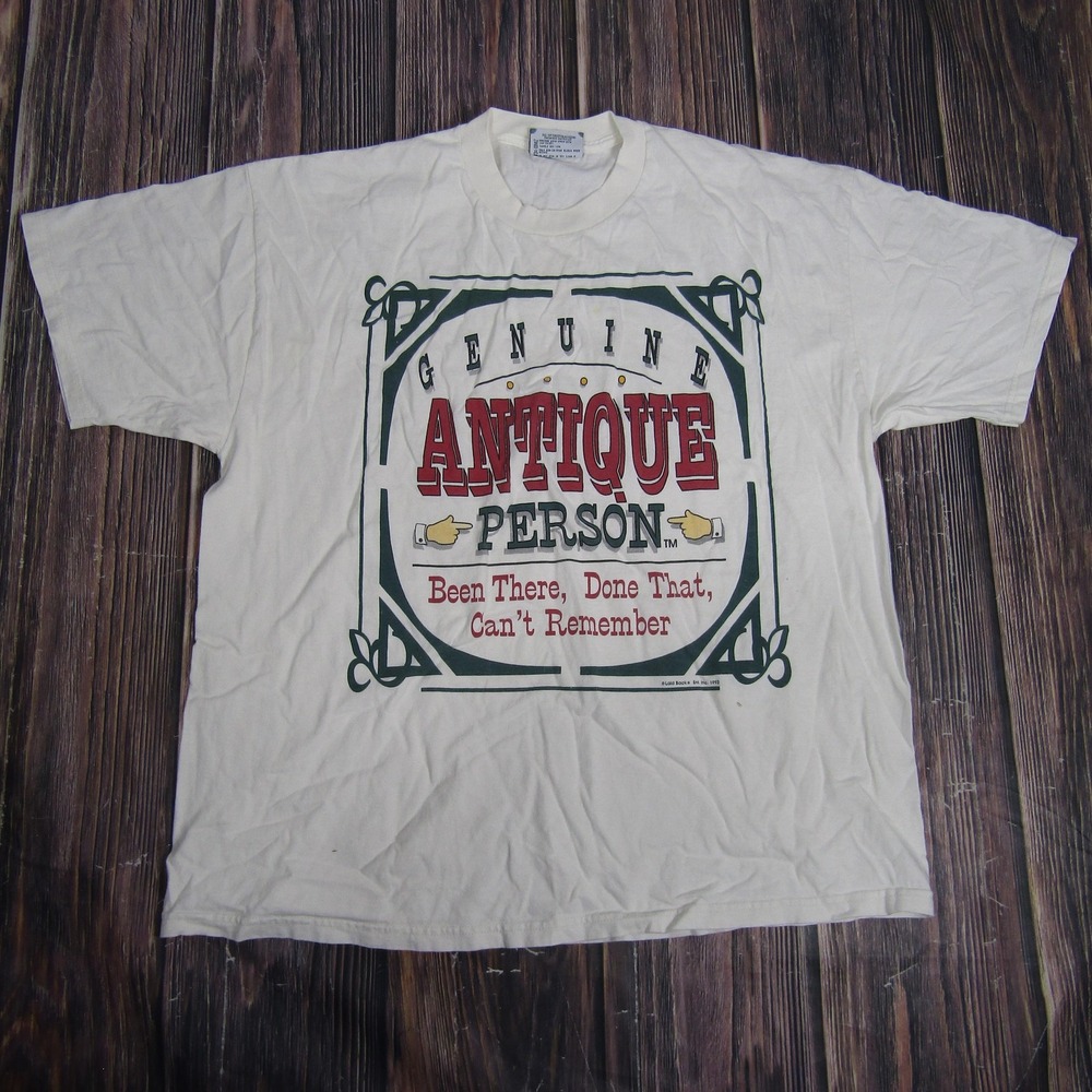 Vintage Genuine Antique‎ Person Shirt Mens XL White Lee USA Funny Graphic 90s
